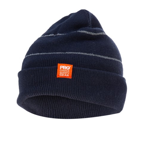 PROCHOICE NAVY BEANIE WITH RETRO-REFLECTIVE STRIPES 